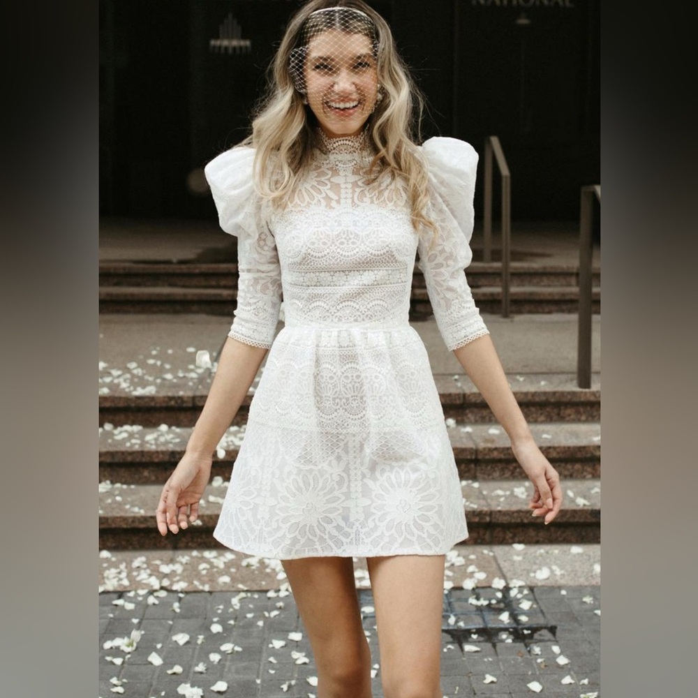 NWT By Watters BHLDN Bridal White Lace Mini Dress